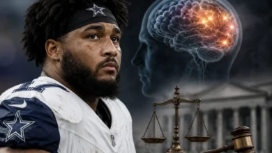 Former Dallas Cowboys defensive end Marshawn Kneeland in uniform during his time with the team