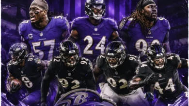 Baltimore Ravens defensive players during a game at M&T Bank Stadium