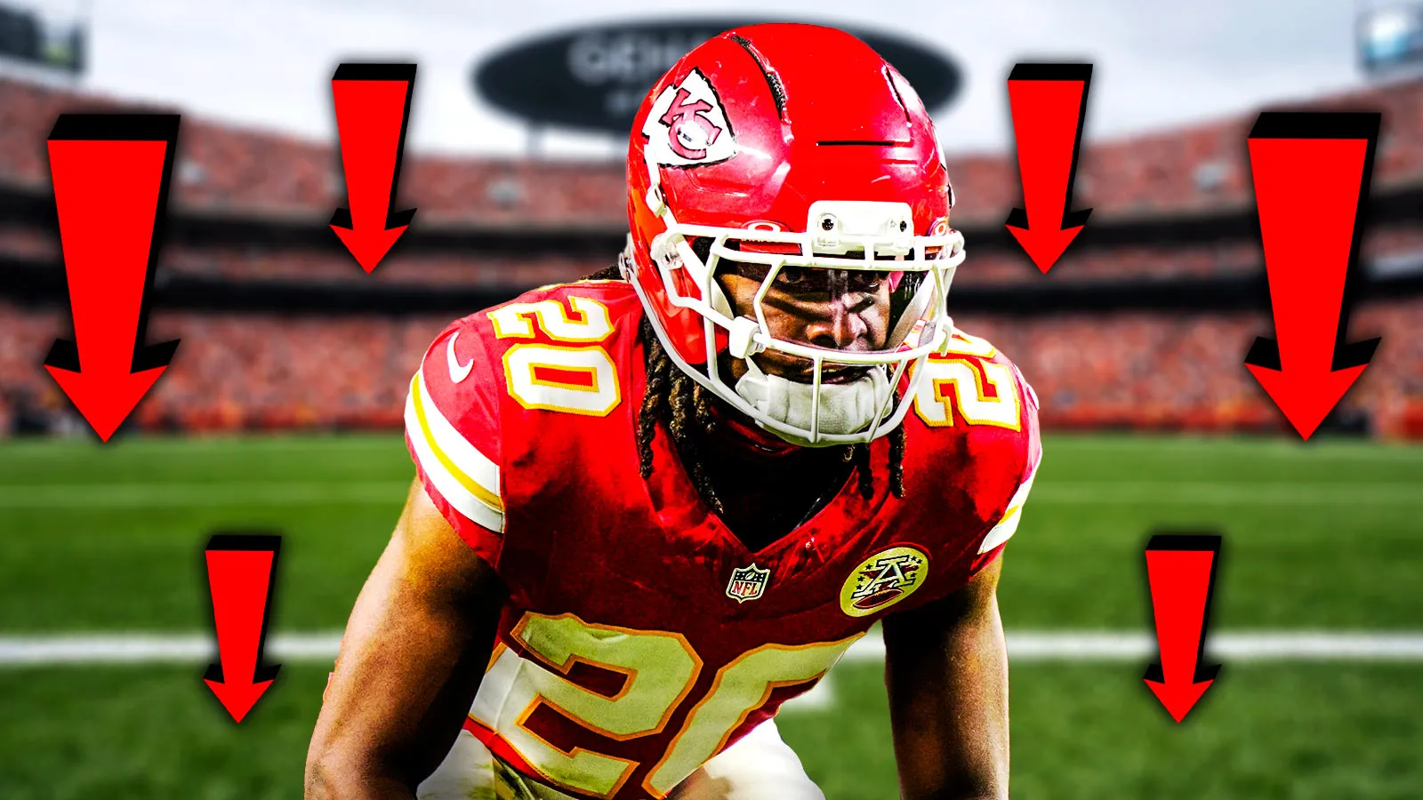Kansas City Chiefs cornerback L'Jarius Sneed (38) warms up before a game against the New England Patriots at Gillette Stadium.