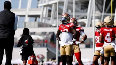 Aug 6, 2026; Santa Clara, CA, USA; San Francisco 49ers wide receiver Deebo Samuel Sr. (19) during training camp at SAP Performance Facility. Mandatory Credit: S…