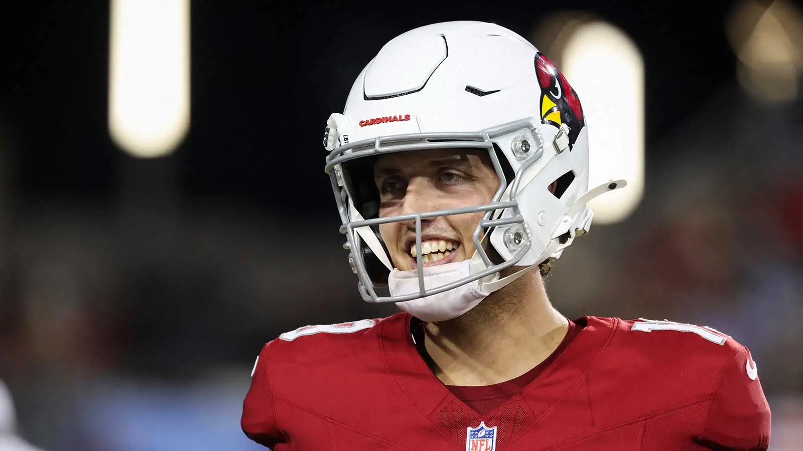 Arizona Cardinals quarterback Carson Beck (19) warms up before playing the the Carolina Panthers at Tom Benson Hall of Fame Stadium.
