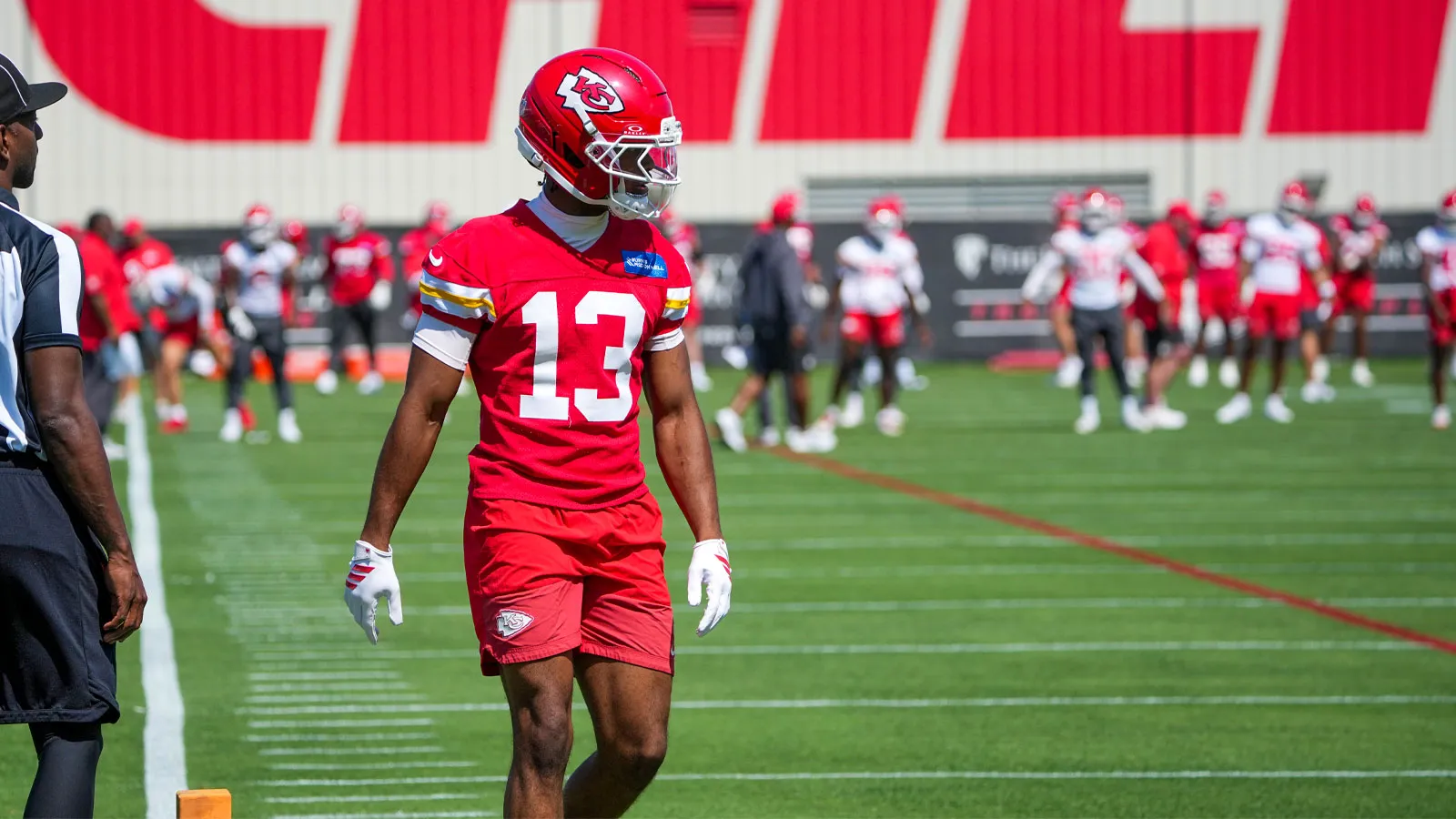 Jun 9, 2026; Kansas City, MO, USA; Kansas City Chiefs wide receiver Cyrus Allen (13) runs drills during the Kansas City Chiefs mandatory mini-camp at the Chiefs…