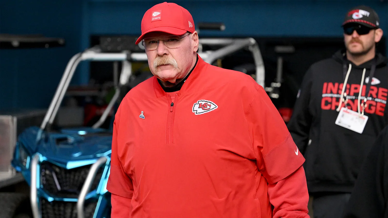 Dec 21, 2025; Nashville, Tennessee, USA; Kansas City Chiefs head coach Andy Reid before a game against the Tennessee Titans at Nissan Stadium. Mandatory Credit:…