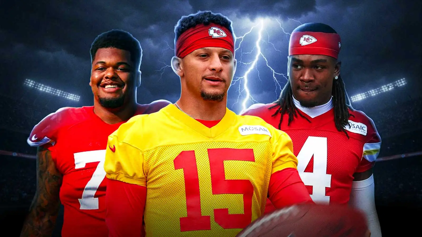 Eric Bieniemy and Patrick Mahomes at Kansas City Chiefs training camp in 2022.