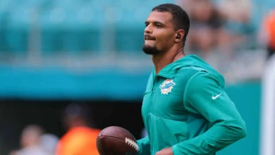 Aug 23, 2025; Miami Gardens, Florida, USA; Miami Dolphins safety Minkah Fitzpatrick (29) looks on before the game against the Jacksonville Jaguars at Hard Rock…