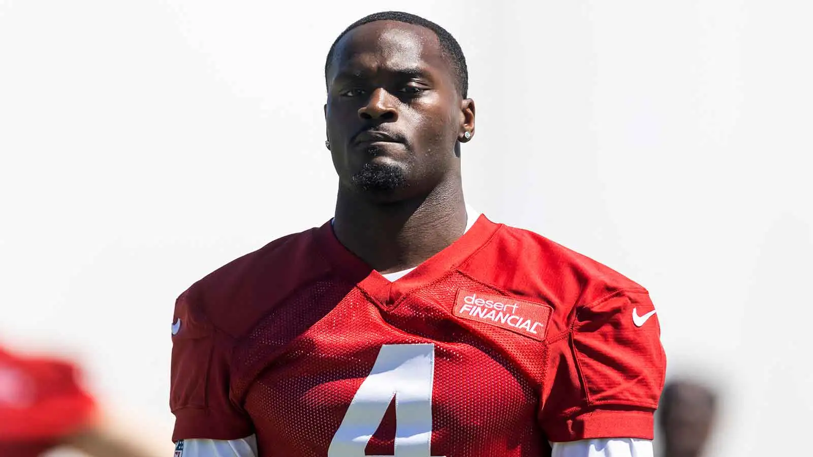 Arizona Cardinals running back Jeremiyah Love (4) during rookie minicamp at Dignity Health Arizona Cardinals Training Center. Mandatory Credit: Mark J. Rebilas-…