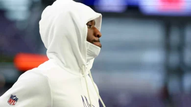 Dec 25, 2025; Minneapolis, Minnesota, USA; Minnesota Vikings wide receiver Jordan Addison (3) looks on during warmups before the game against the Detroit Lions…