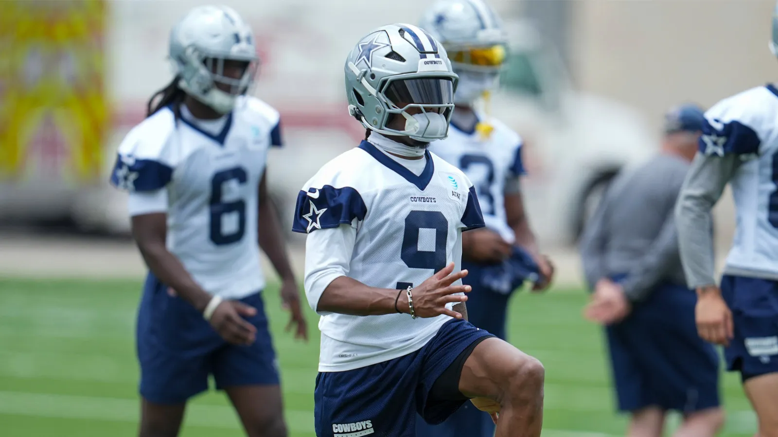 Dallas Cowboys wide receiver Kavontae Turpin (9) goes through a drill during practice at the Ford Center at the Star Training Facility in Frisco, Texas. Mandato…