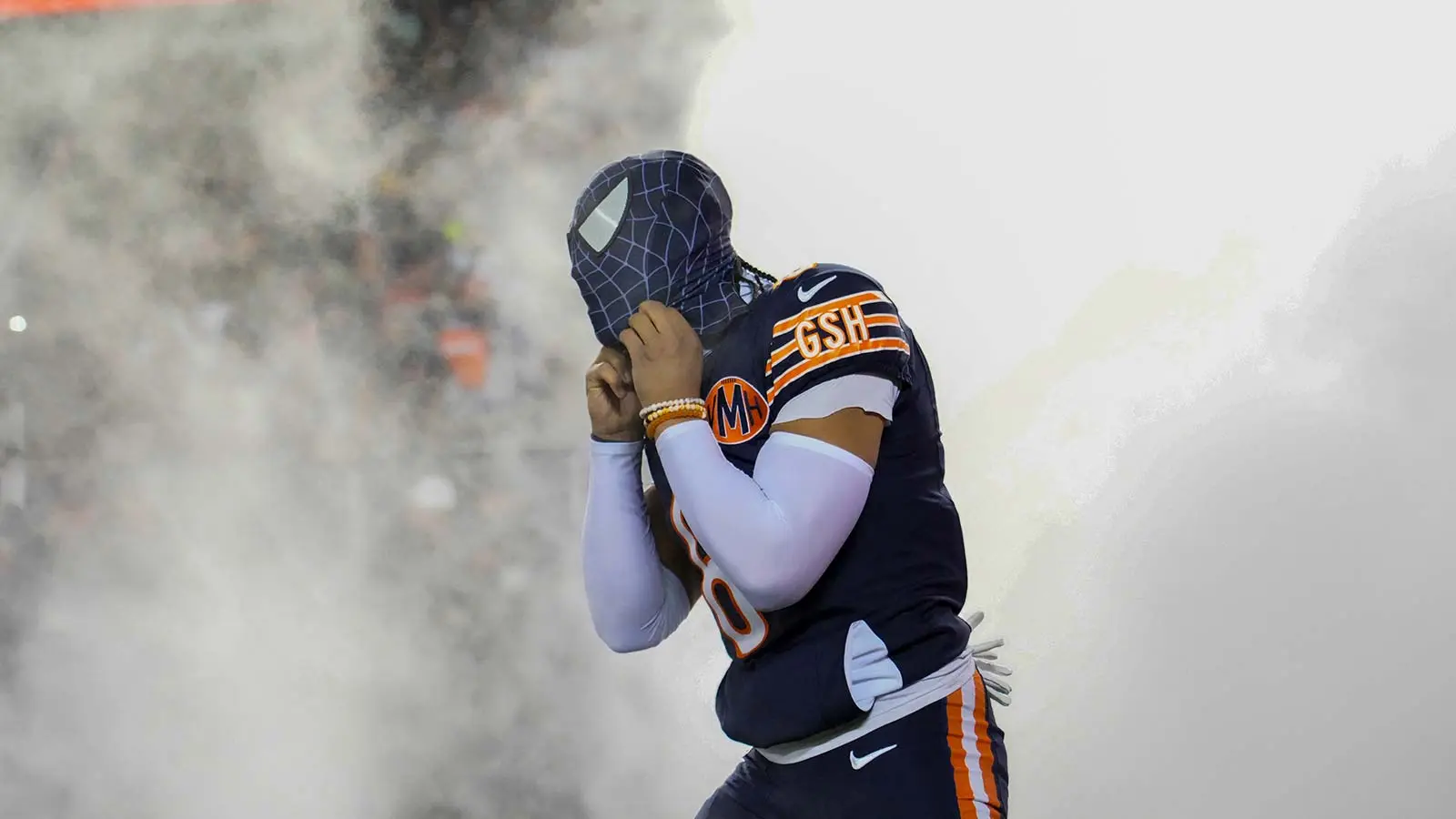 Chicago Bears cornerback Kyler Gordon (6) takes the field prior to an NFC Wild Card Round game against the Green Bay Packers at Soldier Field. Mandatory Credit:…