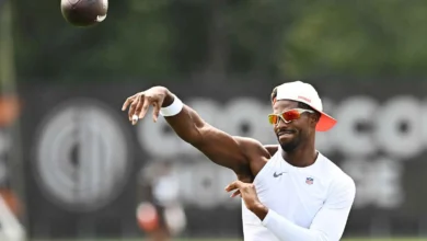 Jul 29, 2026; Berea, OH, USA; Cleveland Browns quarterback Shedeur Sanders (2) at CrossCountry Mortgage Campus. Mandatory Credit: Ken Blaze-Imagn Images