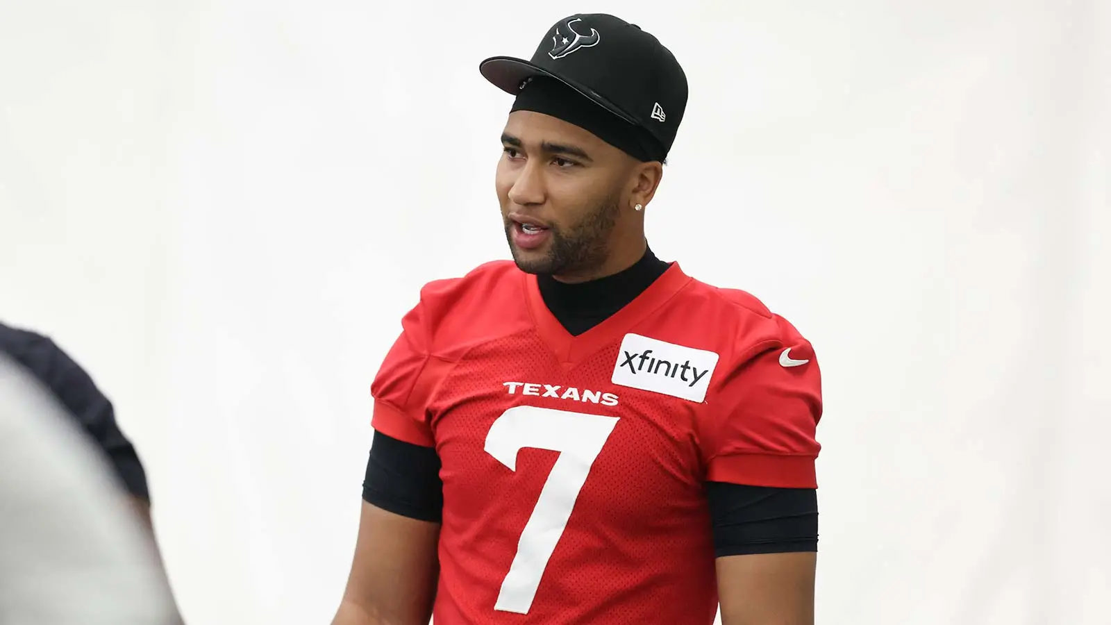 Jul 31, 2026; Houston, TX, USA; Houston Texans quarterback C.J. Stroud (7) during training camp at Houston Methodist Training Center. Mandatory Credit: Troy Tao…