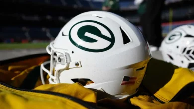 Green Bay Packers head coach Matt LaFleur is shown during the first day of training camp.